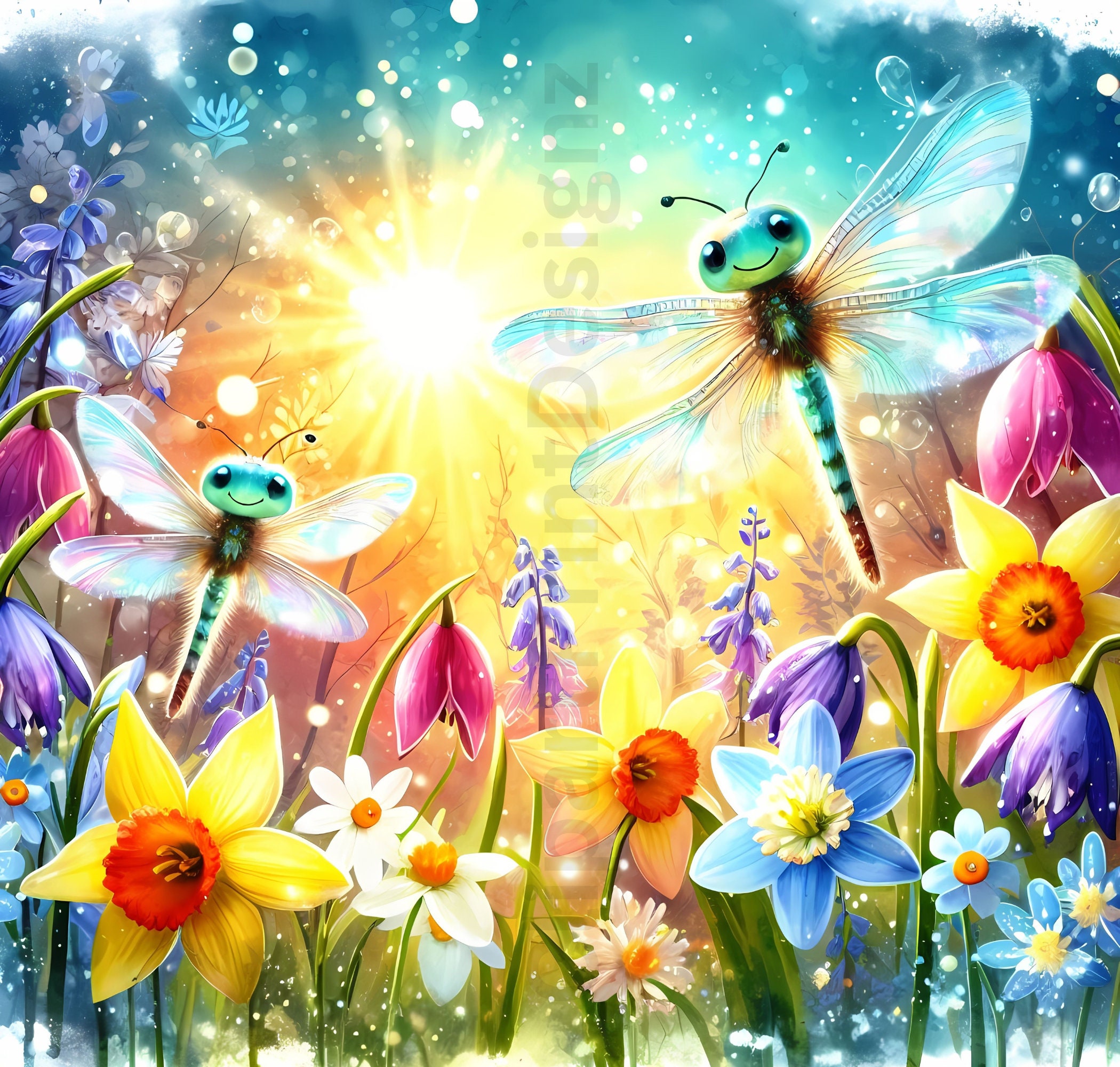 Cute Spring Dragonflies Clipart Bundle, Watercolor Clip Art Images ...
