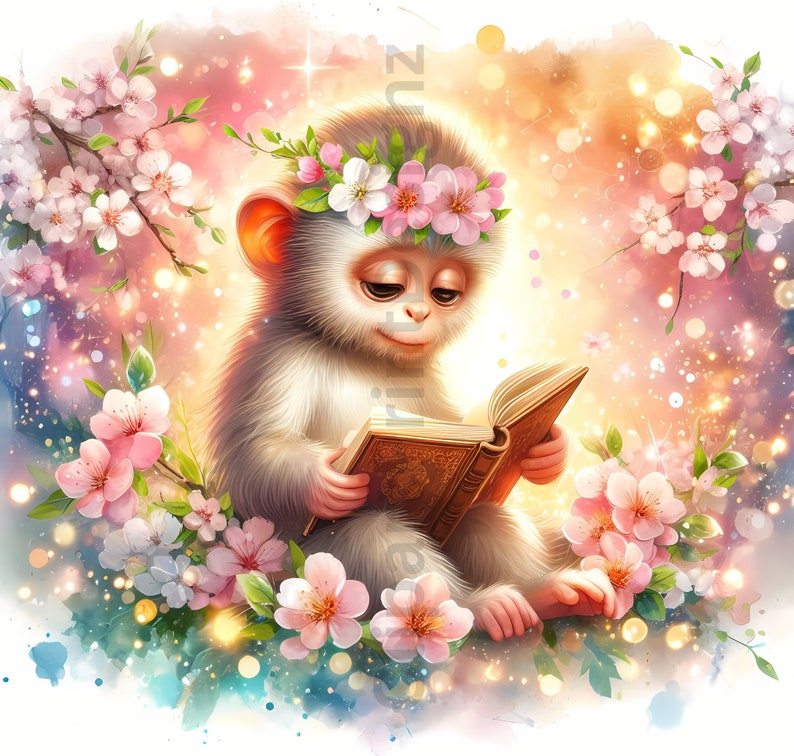 Spring Reading Animal Cute Spring Animals Reading Clipart Bundle, Watercolor Clip Art Images ...