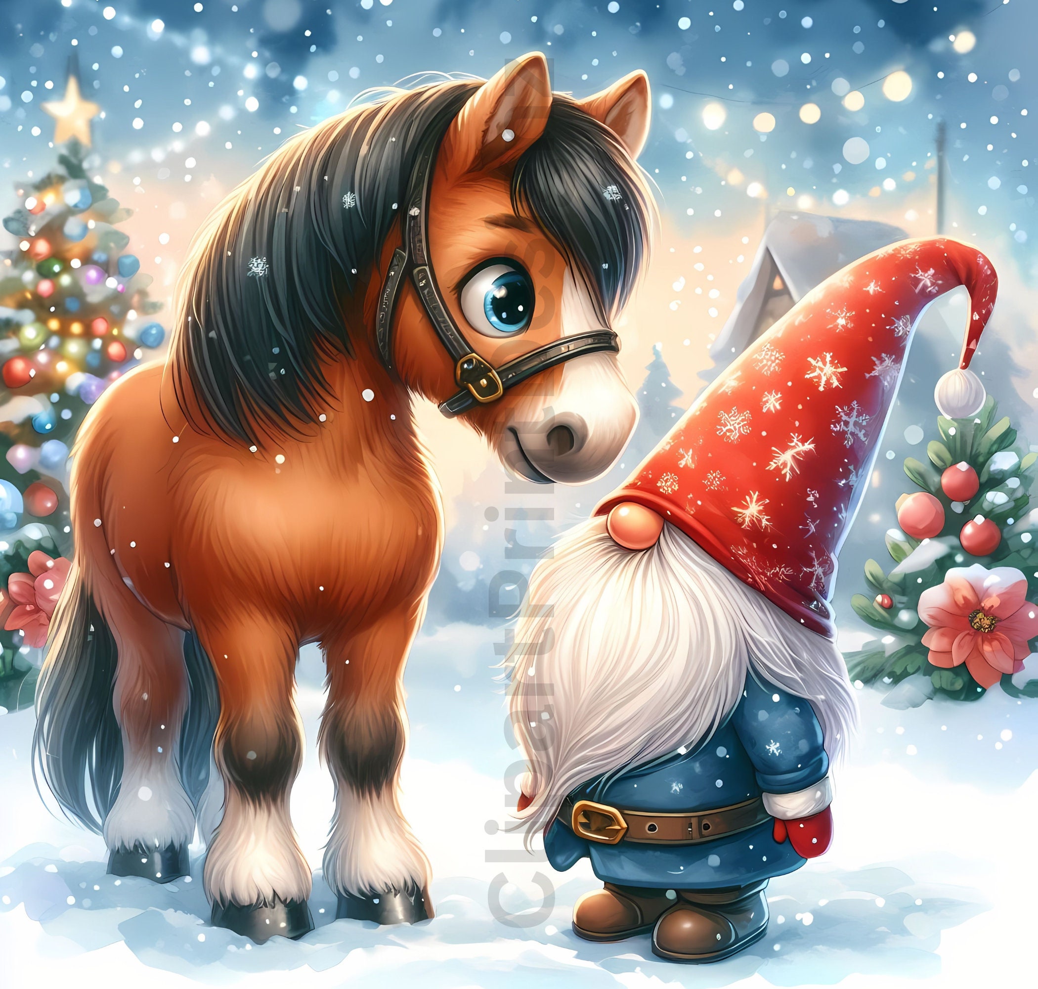 Cute Christmas Horses Clipart Bundle, Xmas Horse Clip Art Images ...