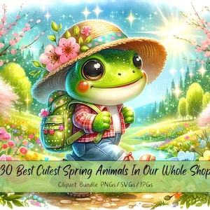 Lindo paquete de imágenes prediseñadas de animales de primavera, imágenes de imágenes prediseñadas de acuarela, archivos de animales de alta calidad, gráficos digitales divertidos, descarga única, elaboración