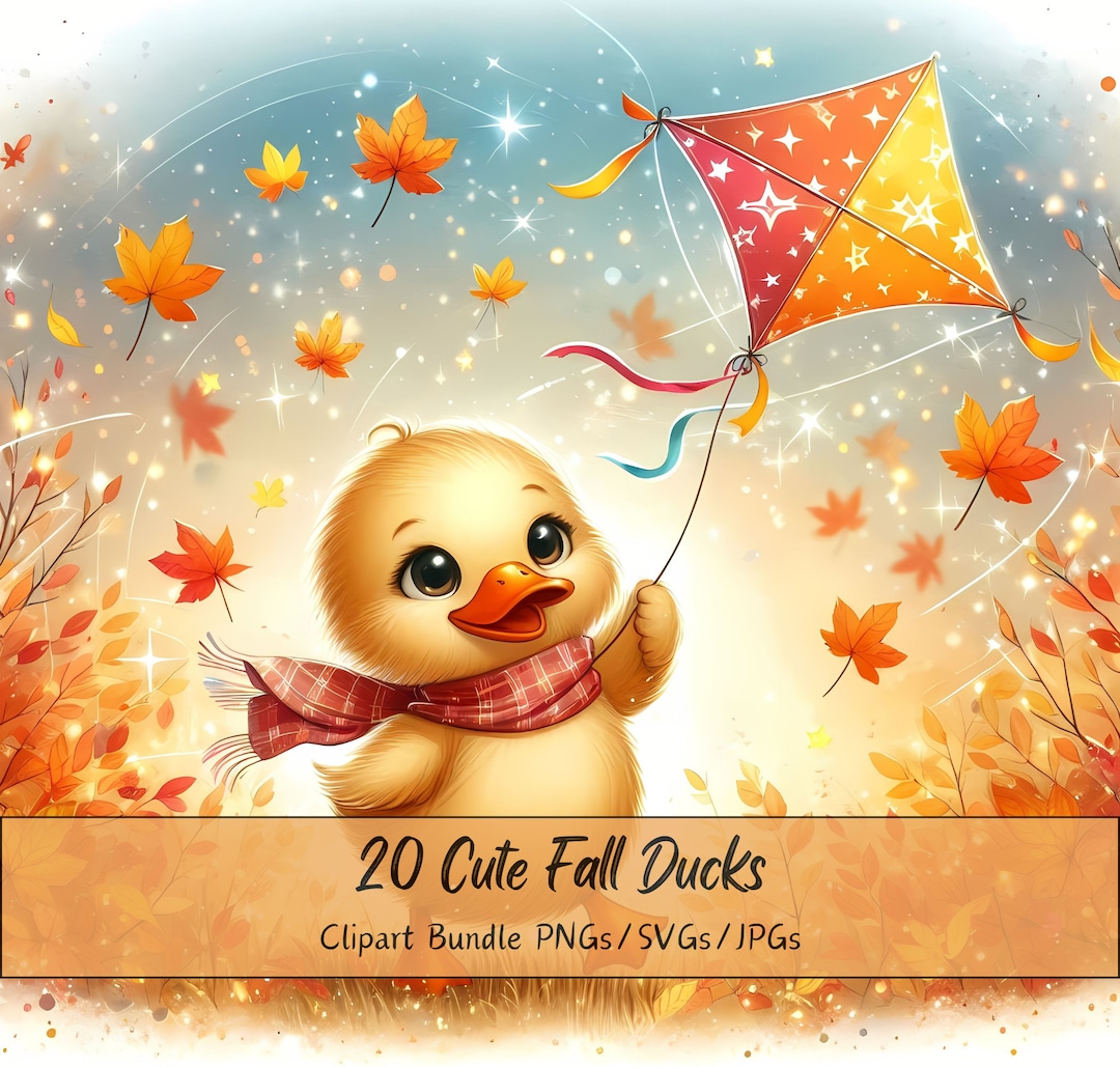 Cute Fall Ducks Clipart Bundle, Watercolor Duck Clip Art Images, High