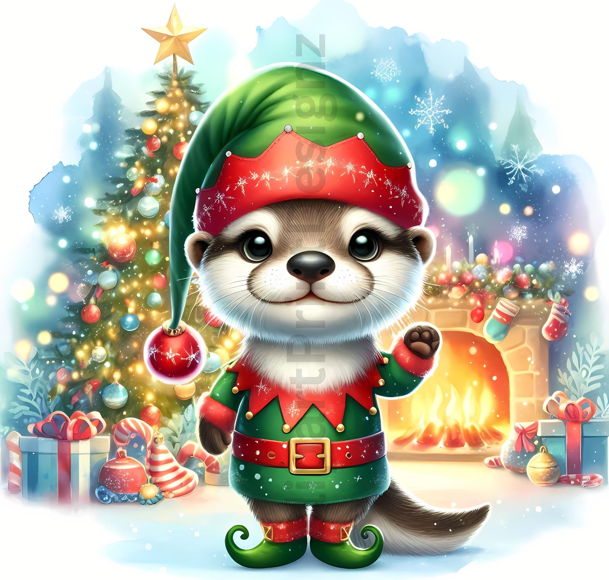 Cute Christmas Elf Animal Clipart Bundle, Xmas Elves Clip Art Images ...