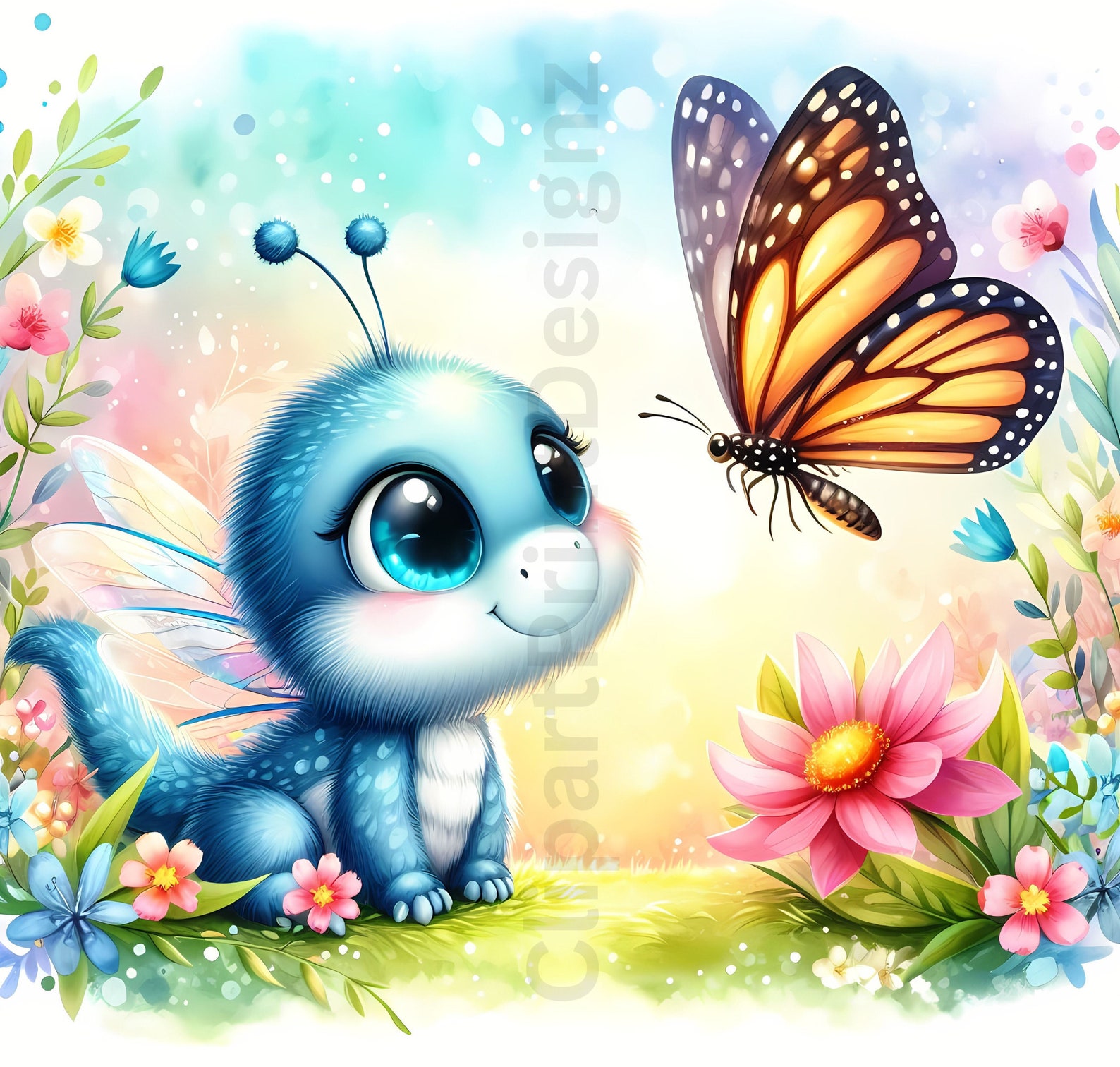 Cute Spring Dragonflies Clipart Bundle, Watercolor Clip Art Images ...