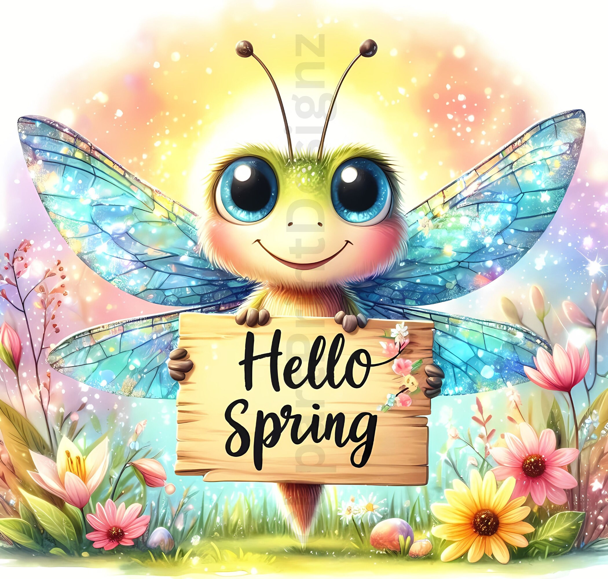 Cute Spring Dragonflies Clipart Bundle, Watercolor Clip Art Images ...