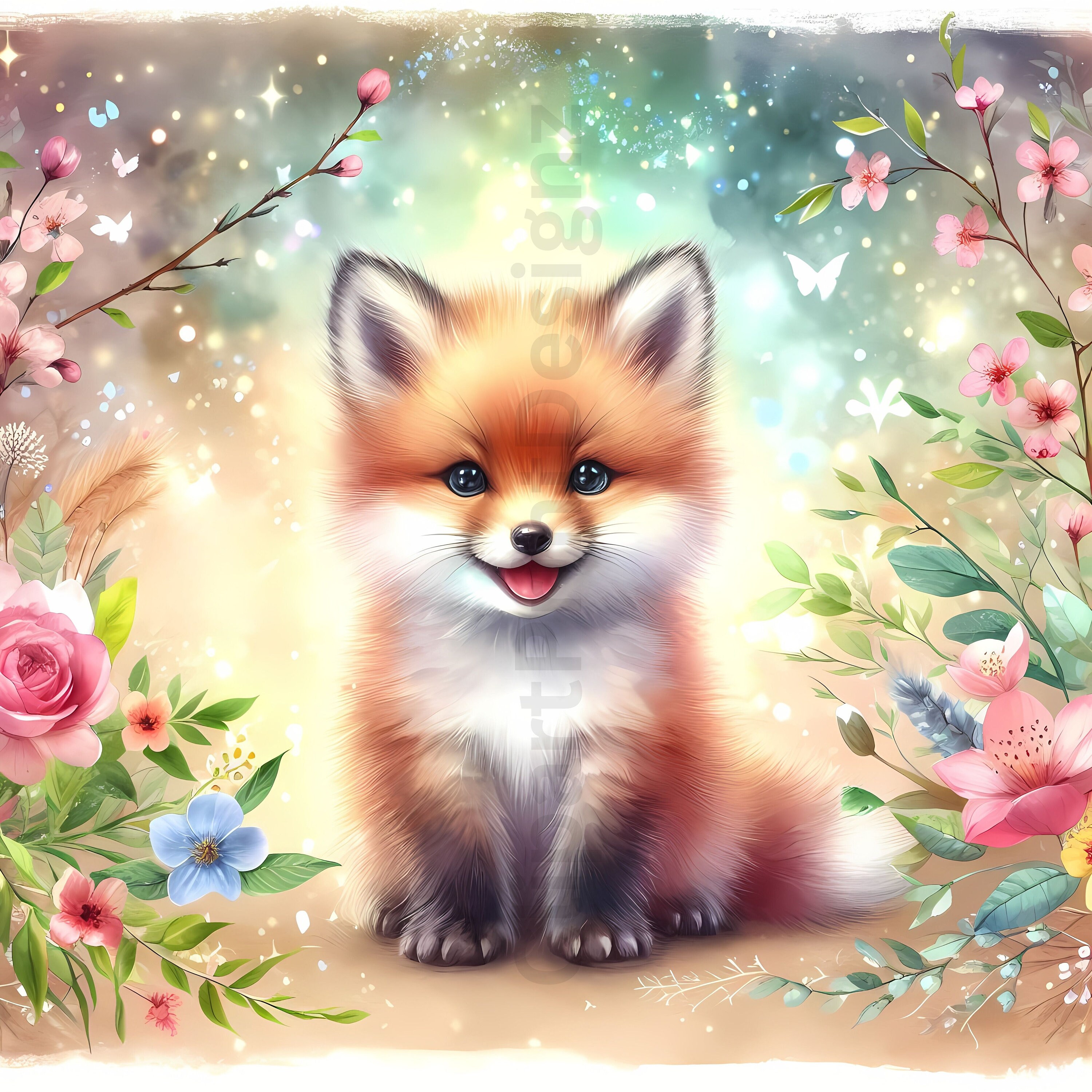 Spring Foz Cute Spring Fox Clipart Bundle, Watercolor Clip Art Images, 20 High ...