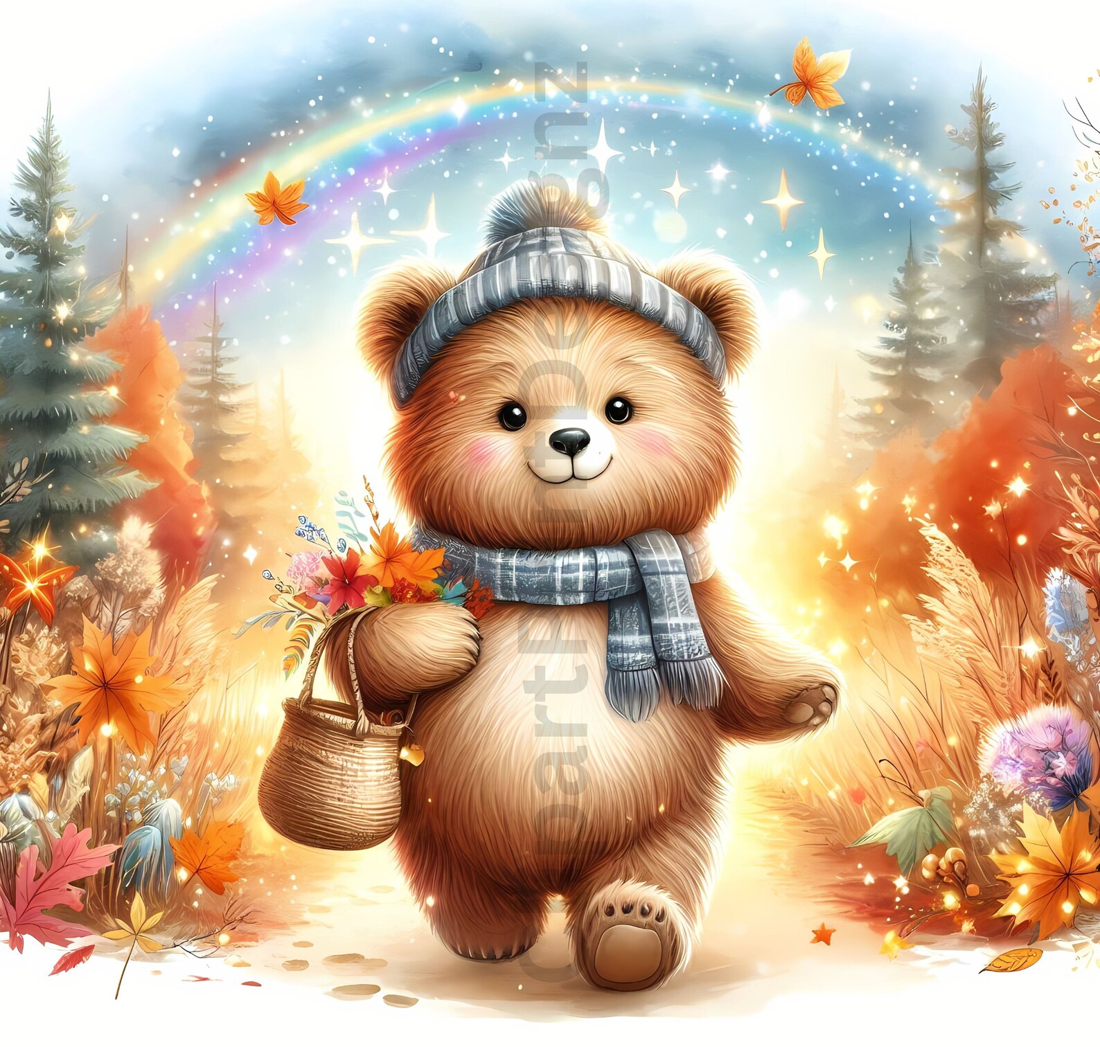 Cute Fall Bears Clipart Bundle, Watercolor Autumn Bear Clip Art Images ...
