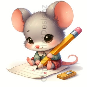 Cute Back to School Animals Working Clipart Bundle, Watercolor Animal ...