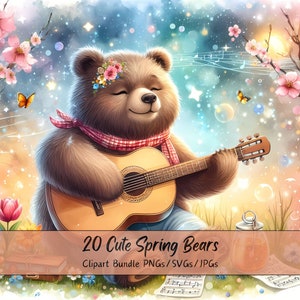 Süße Frühling Bären Clipart, lustige Aquarell Tierbilder, hochwertige Bundle, digitaler Download Grafik, 20 digitale Kunst Bären-Datei-Designs