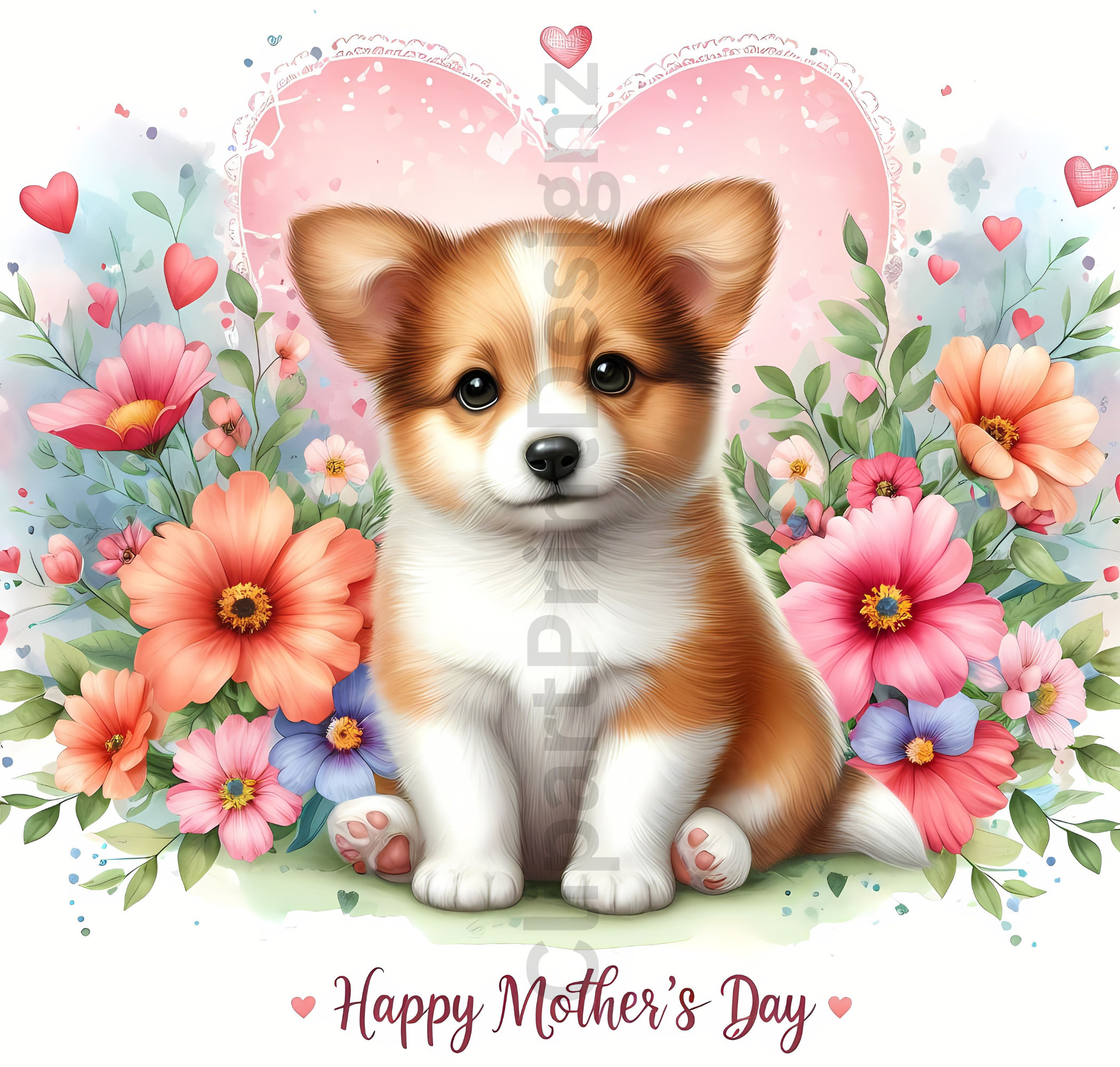 Cute Happy Mother's Day Dogs Clipart Bundle, Watercolor Clip Art Images ...