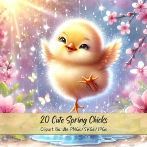 Cute Spring Chicks Clipart Bundle, Watercolor Clip Art Images, 20 High ...