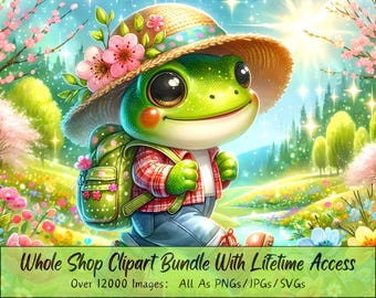 Whole Shop Lifetime Access, 12000+ Clipart Images, 600+ Bundles, High Quality Clip Art By Mom And Son, Cute Watercolor Animals, Gnomes