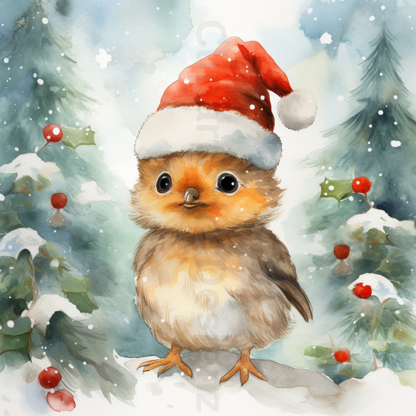 10 Cute Watercolor Christmas Animals, Christmas Clipart Bundle, 11 Baby ...
