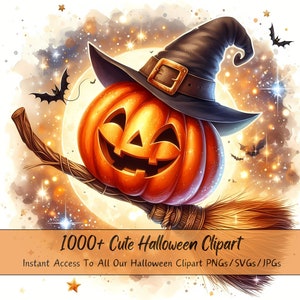 Más de 1000 imágenes prediseñadas de Halloween adorables, paquete de megacriaturas adorables, imágenes prediseñadas de animales de acuarela, archivos de alta calidad, imágenes digitales de animales,