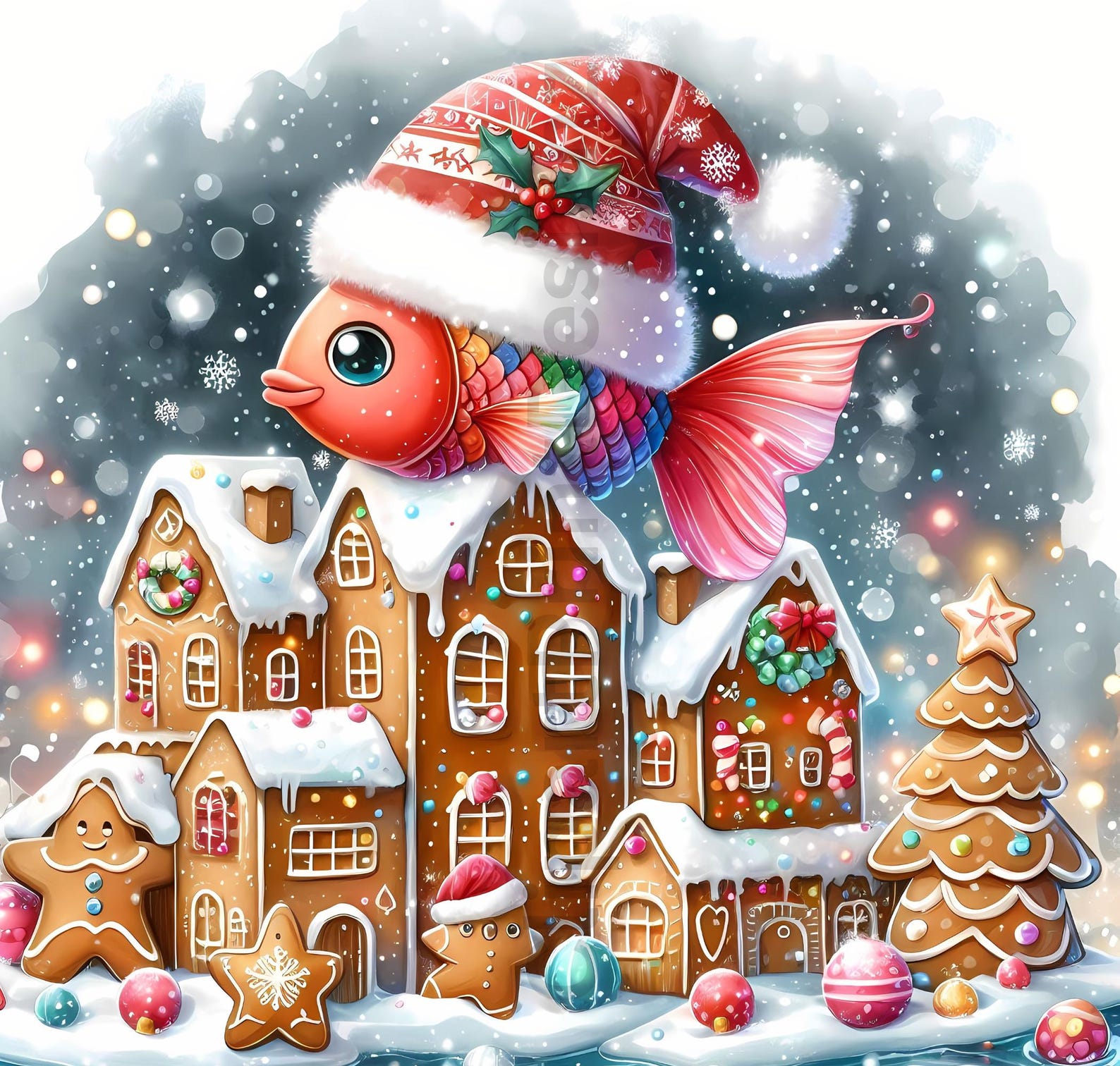 Spring Festive Fish Cute Christmas Fish Clipart Bundle, Xmas Fishes Clip Art Images ...