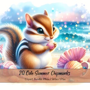 Lindo paquete de imágenes prediseñadas de ardillas de verano, imágenes prediseñadas de ardillas de acuarela, archivos de animales de alta calidad, divertidos gráficos de animales digitales, descargar