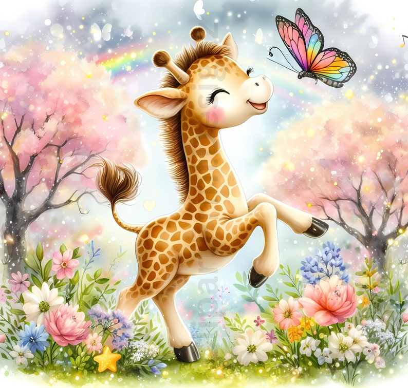 Cute Spring Giraffes Clipart Bundle, Watercolor Clip Art Images, High ...