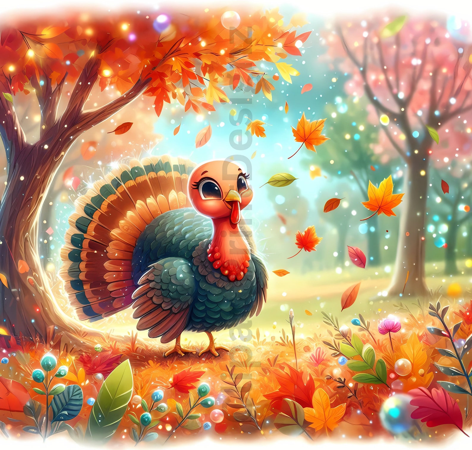 Cute Fall Turkeys Clipart Bundle, Watercolor Turkey Clip Art Images ...
