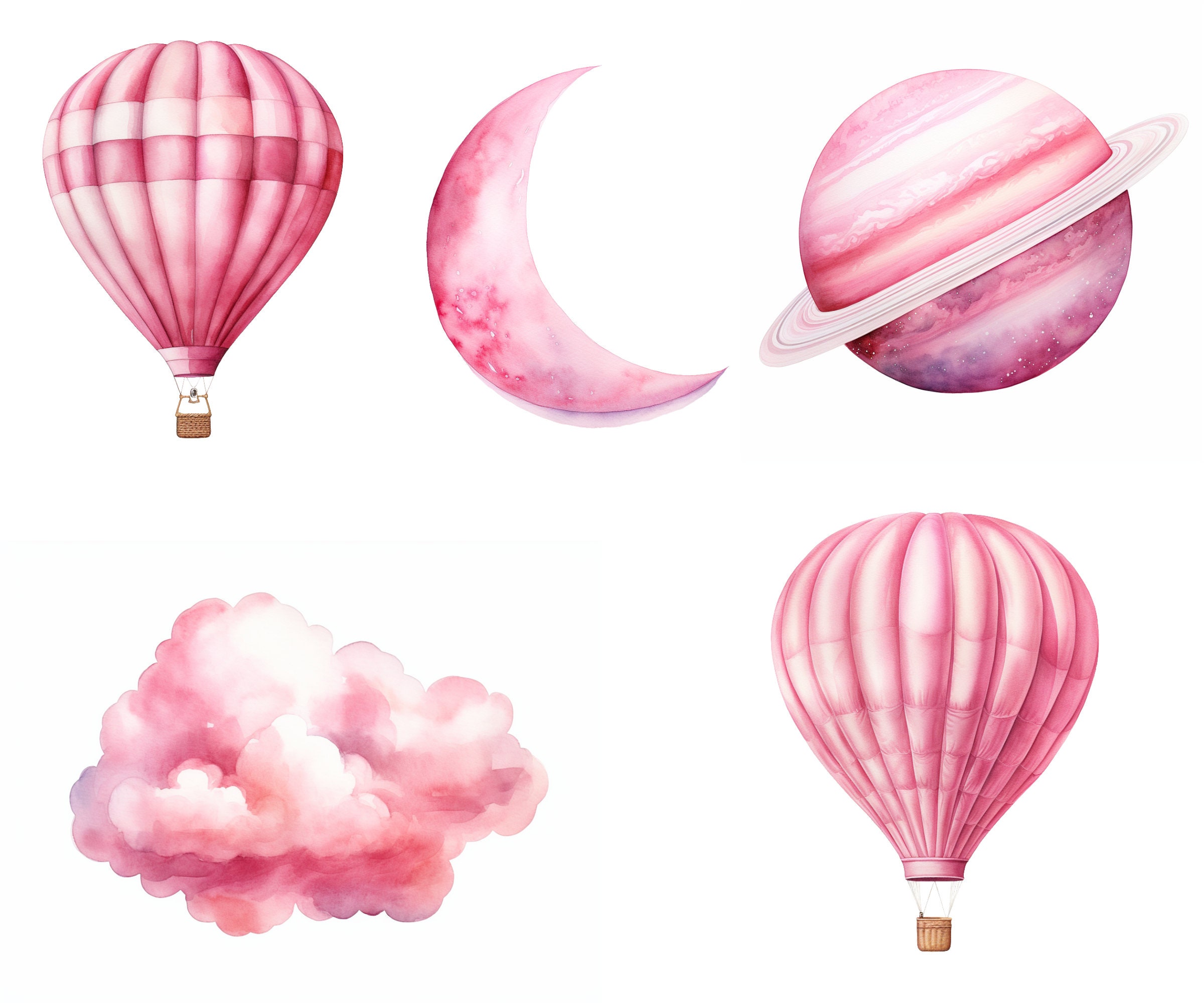 Pink Watercolor Teddy Bear Clipart Bundle, Cute Baby Shower Clipart ...