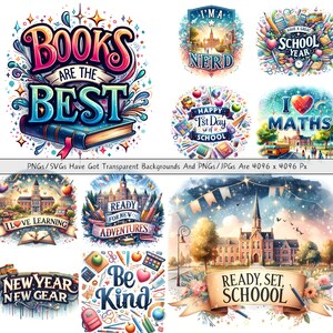 Back to School Banners Clipart Bundle, Watercolor Clip Art Images, High ...