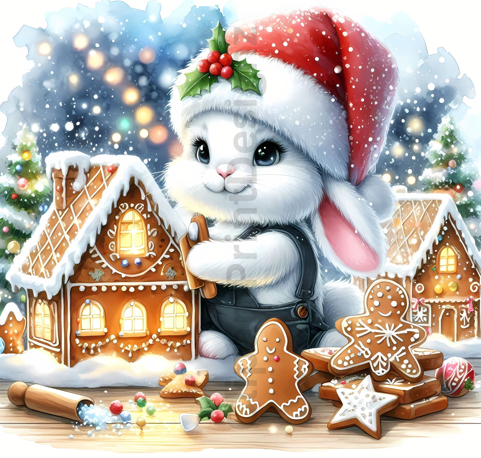 Cute Christmas Bunnies Clipart Bundle, Xmas Bunny Clip Art Images ...