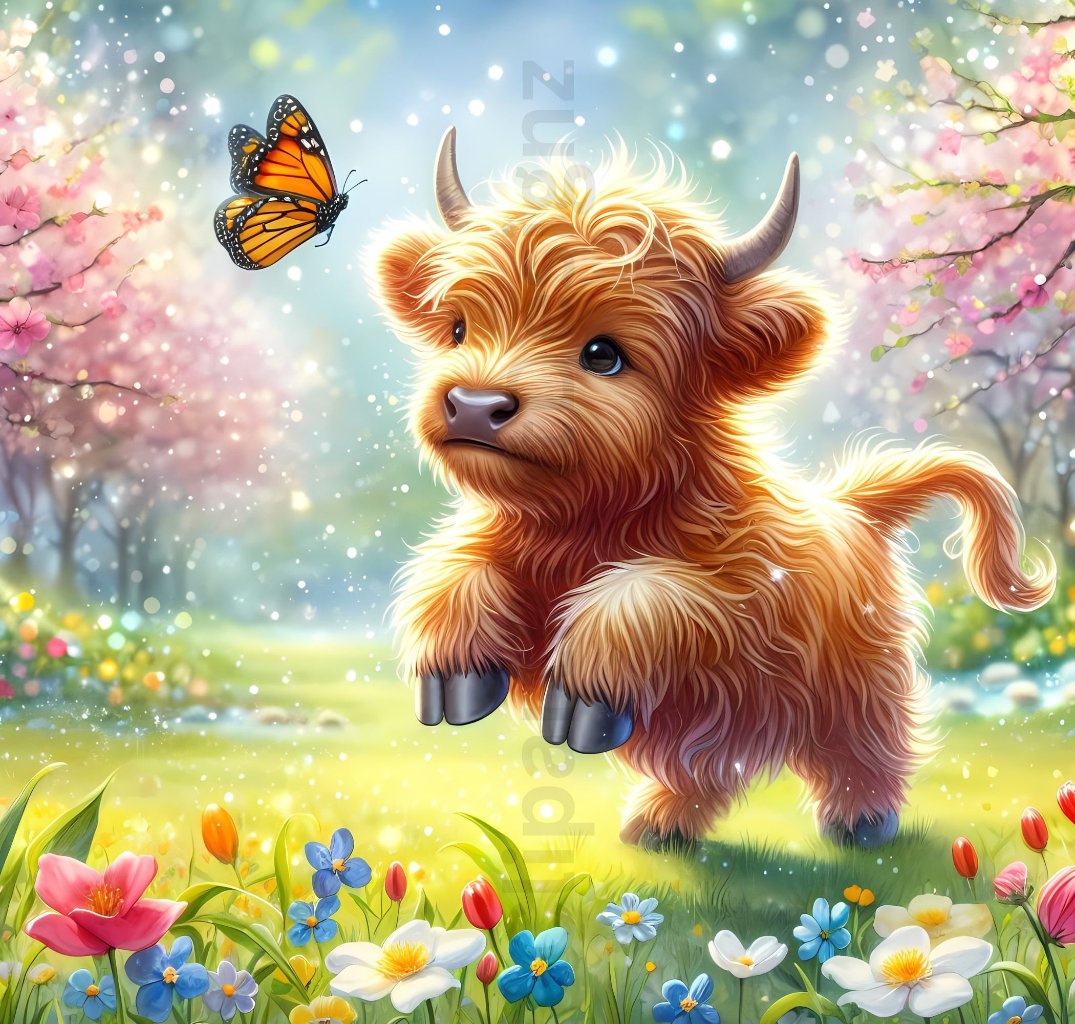 Cute Spring Highland Cow Clipart Funny Watercolor Animal Images High cute-spring-highland-cow-clipart-funny-watercolor-animal-images-high