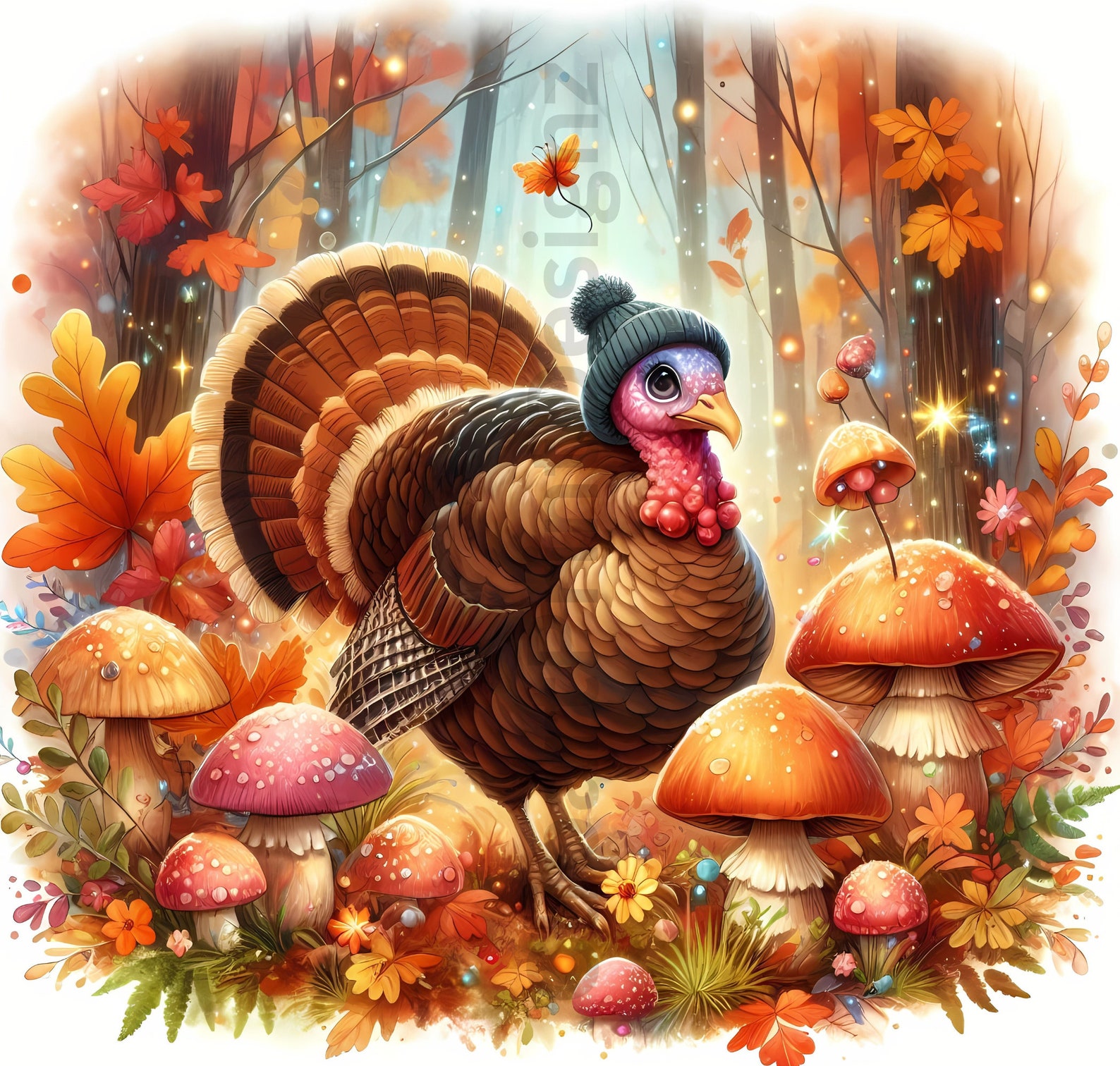 Cute Fall Turkeys Clipart Bundle, Watercolor Turkey Clip Art Images ...