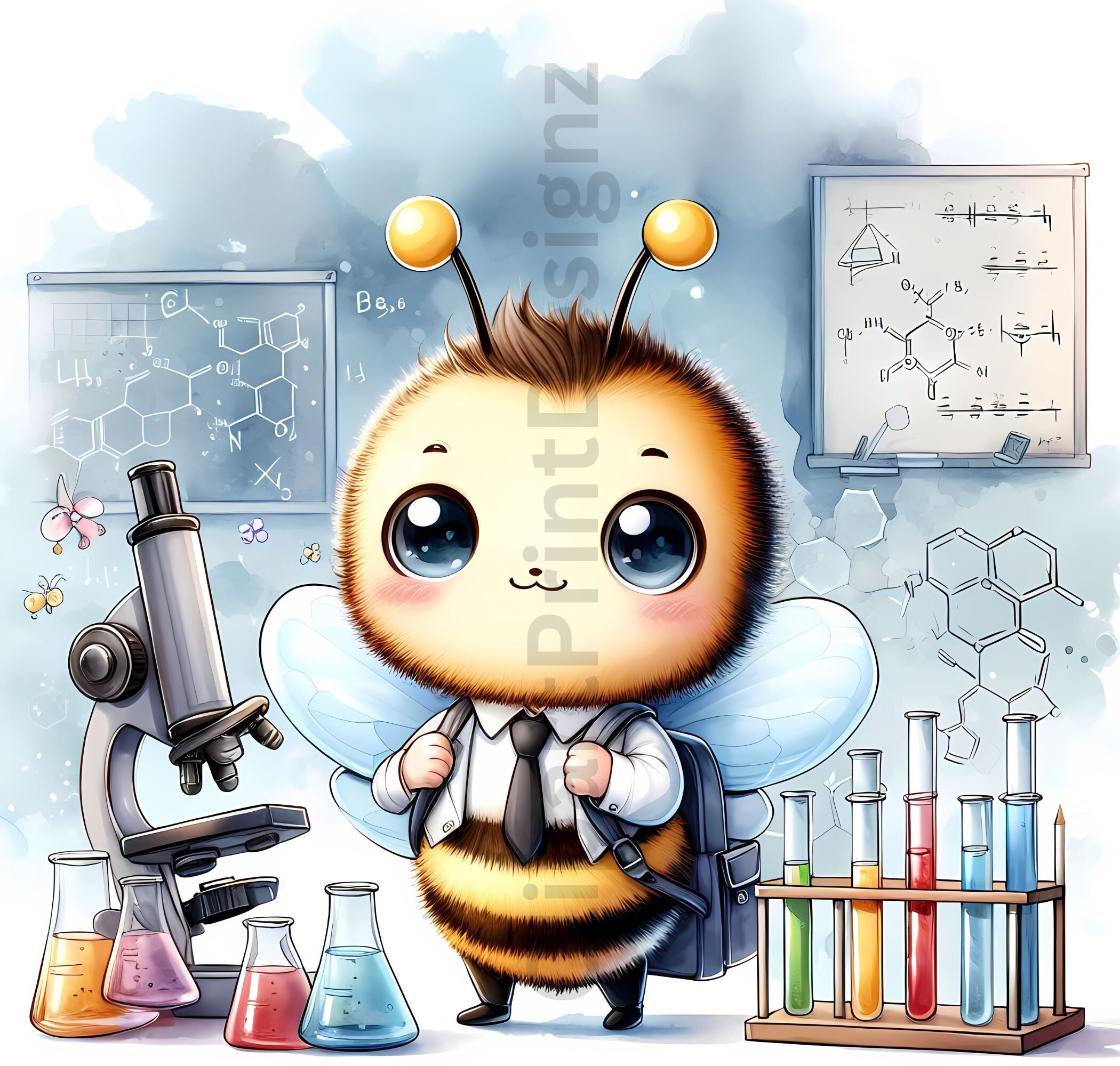 Cute Back to School Bees Clipart Bundle, Watercolor Bee Clip Art Images ...