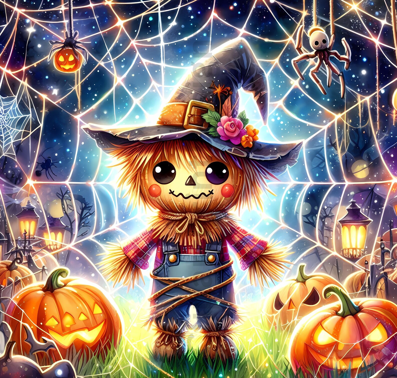 Cute Halloween Scarecrows Clipart Bundle, Watercolor Scarecrow Clip Art ...