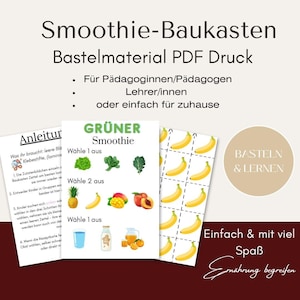 Kit Smoothie pour enfants - PDF à imprimer et à découper - Jeu de nutrition - Imprimable - Matériel pédagogique
