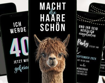 Grappige digitale verjaardagsuitnodiging | Geanimeerde video eCard verjaardagsuitnodiging | Alpaca WhatsApp-uitnodiging | Canva-sjabloon met muziek