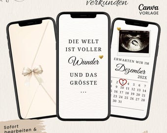 Digital Pregnancy Announcement | eCard We're Having a Baby | Animated WhatsApp Baby Reveal Card | Customizable Canva Template