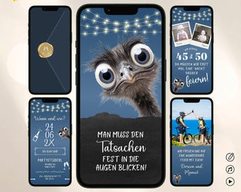 Funny double birthday invitation | Digital birthday invitation for a double party | WhatsApp invitation | Celebrate together eCard | Canva template
