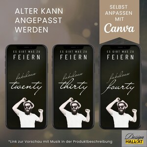 Digitale Einladung  Geburtstag, Animierte Einladung, Videoeinladung mit Musik, personalisierbar, Canva-Vorlage, Sofort Download, eCard, Videoeinladung zum Versenden mit Whatsapp, Instagram, Facebook, Messenger, SMS und E-Mail,