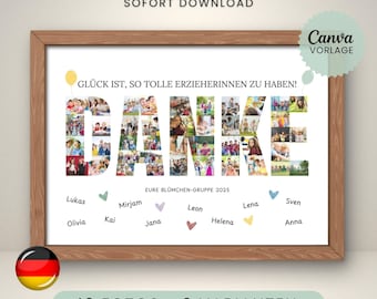Personalized gift farewell thank you photo collage Canva template edit yourself farewell gift for teacher kindergarten school