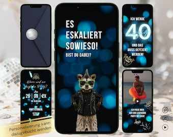 Einladung Geburtstag digital lustig | Whatsapp Video eCard Waschbär | Canva Vorlage animiert mit Foto & Musik | Es eskaliert sowieso