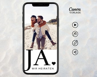 Einladung Hochzeit minimalistisch | Digitale Hochzeitseinladung animiert | Whatsapp Videoeinladung Trauung | Canva Vorlage | Sofort Download