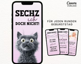 Lustige Einladung Geburtstag digital, animierte Geburtstagseinladung witzig, Whatsapp Einladung, eCard Geburtstag mit Musik, Canva Vorlage