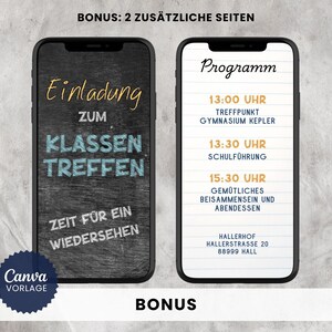 Digitale Einladung Klassentreffen, Canva Vorlage personalisierbar, Digitaler Download, Canva Template Klassentreffen, Save the date eCard animiert, Whatsapp Einladung digital versenden, animierte Videoeinladung Handy, Einladungskarte Abschlussklasse