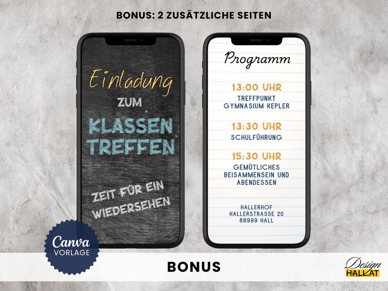 Digitale Einladung Klassentreffen, Canva Vorlage personalisierbar, Digitaler Download, Canva Template Klassentreffen, Save the date eCard animiert, Whatsapp Einladung digital versenden, animierte Videoeinladung Handy, Einladungskarte Abschlussklasse