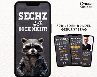 Digitale Einladung Geburtstag Mann | witzige Geburtstagseinladung personalisierbar | lustige Whatsapp Partyeinladung | eCard Canva Vorlage