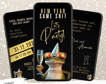 Funny New Year's Eve digital invitation | Animated New Year's Eve party eCard | WhatsApp invitation with music | Canva template party invitation | Video