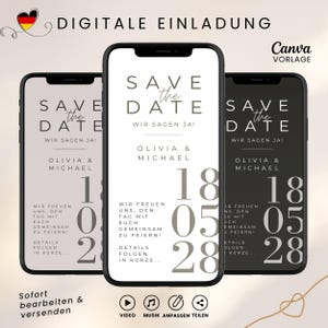Save the Date Wedding Digital Wedding Invitation Animated WhatsApp Video Invitation Customizable with Music Canva Template Instant Download