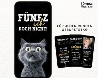 Funny digital birthday invitation, animated birthday invitation, WhatsApp invitation, birthday e-card with music, Canva template