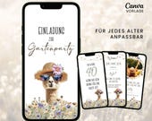 Lustige Einladung zur Gartenparty digital | eCARD Einladung Geburtstag Frau | Whatsapp Videoeinladung mit Foto & Musik | Canva Vorlage DIY