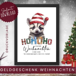 Geldgeschenk Weihnachten, DIY Weihnachtsgeschenk, Last minute Geschenk, Geld kreativ verschenken, Bild, Sofort Download, PDF Druckvorlage
