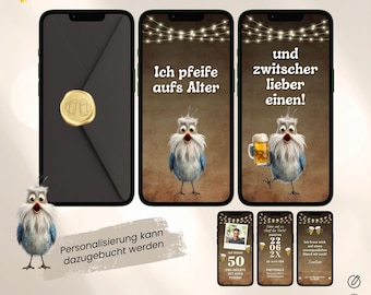 Funny birthday invitation for men | digital birthday invitation | eCard WhatsApp invitation for a funny birthday party | Canva template beer