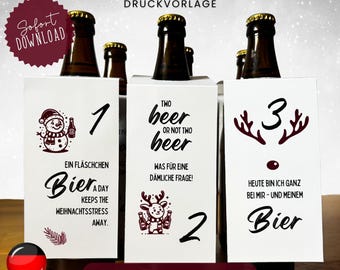 DIY Beer Advent Calendar | Funny Beer Bottle Tags Printable Template | Printable PDF Advent Calendar for Men