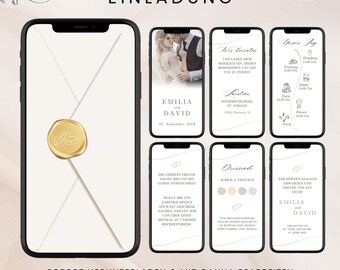 Digital wedding invitation | eCard wedding invitation with dress code and timeline | WhatsApp video invitation | Canva template with photo