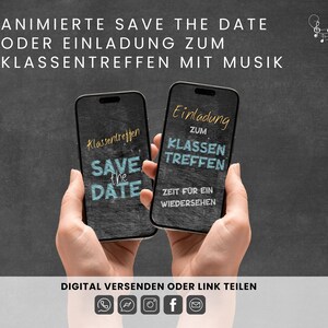 Digitale Einladung Klassentreffen, Canva Vorlage personalisierbar, Digitaler Download, Canva Template Klassentreffen, Save the date eCard animiert, Whatsapp Einladung digital versenden, animierte Videoeinladung Handy, Einladungskarte Abschlussklasse