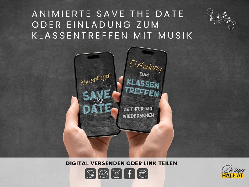 Digitale Einladung Klassentreffen, Canva Vorlage personalisierbar, Digitaler Download, Canva Template Klassentreffen, Save the date eCard animiert, Whatsapp Einladung digital versenden, animierte Videoeinladung Handy, Einladungskarte Abschlussklasse